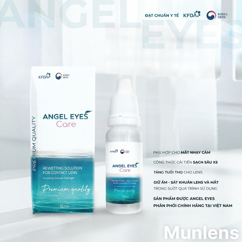 Nước nhỏ mắt Angel Eyes Care💥HÀNG CAO CẤP💥Nước nhỏ kính áp tròng phù hợp cho mắt nhạy cảm, chai 15ml