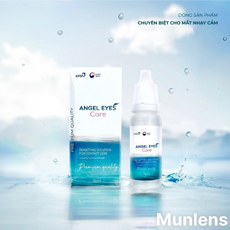 Nước nhỏ mắt Angel Eyes Care💥HÀNG CAO CẤP💥Nước nhỏ kính áp tròng phù hợp cho mắt nhạy cảm, chai 15ml