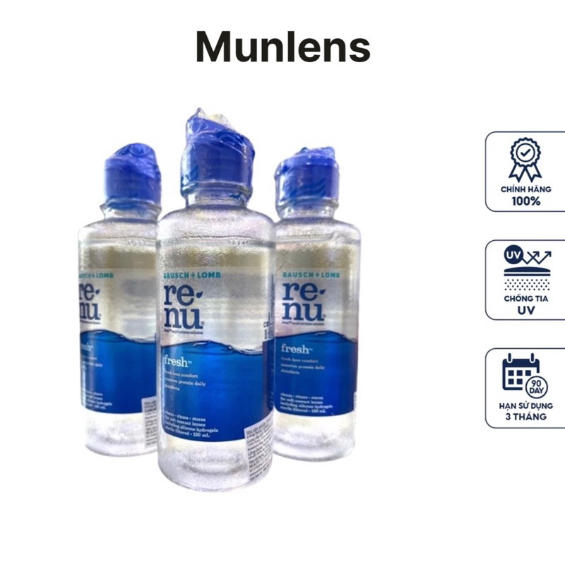 Nước ngâm lens Renu 💥HÀNG CAO CẤP💥 Nước rửa kính áp tròng USA siêu sạch, giữ ẩm dài lâu chai 120ml
