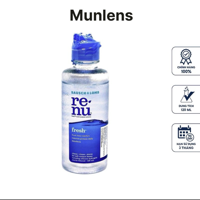 Nước ngâm lens Renu 💥HÀNG CAO CẤP💥 Nước rửa kính áp tròng USA siêu sạch, giữ ẩm dài lâu chai 120ml