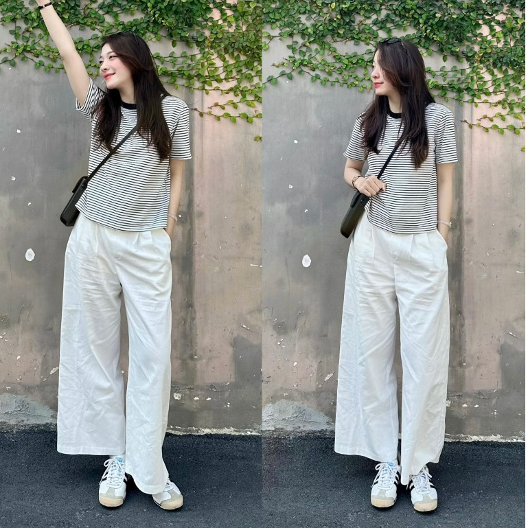 Quần Ống Rộng Thô Kaki Vải Loại Đẹp Cạp Cao Lên Form Xinh m886