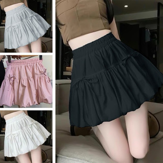 Chân váy bí ngô xòe dáng ngắn thắt nơ đen trắng hồng có quần trong xinh VANISA CV040