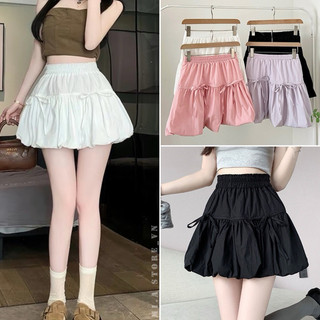 Chân váy bí ngô xòe dáng ngắn thắt nơ đen trắng hồng có quần trong xinh VANISA CV040
