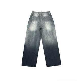 Set Sơmi Jeans Nam Nữ Tay Ngắn - Màu Wash Khói Phối Rách - Chất Vải Jeans Dầy Dặn