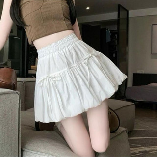 Chân váy bí ngô xòe dáng ngắn thắt nơ trắng đen trắng có quần trong xinh VANISA CV040