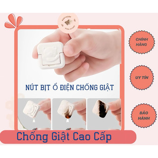 Bịt ổ điện cao cấp IQKAO 2 chân 3 chân, an toàn cho trẻ nhỏ, họa tiết gấu trắng đáng yêu
