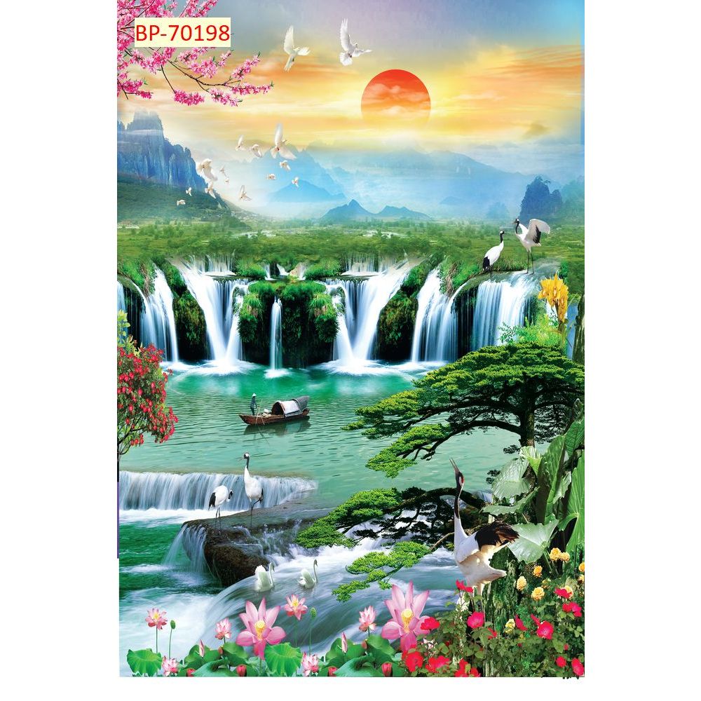 Tranh dán tường 3D cao cấp, Tranh lụa kim sa 3D, Mẫu mã mới đẹp đa dạng....