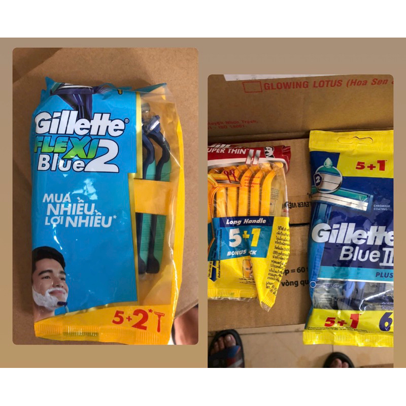 Dao cạo râu Gillette Super Thin II hoặc Blue II plus (gói 6 cây)