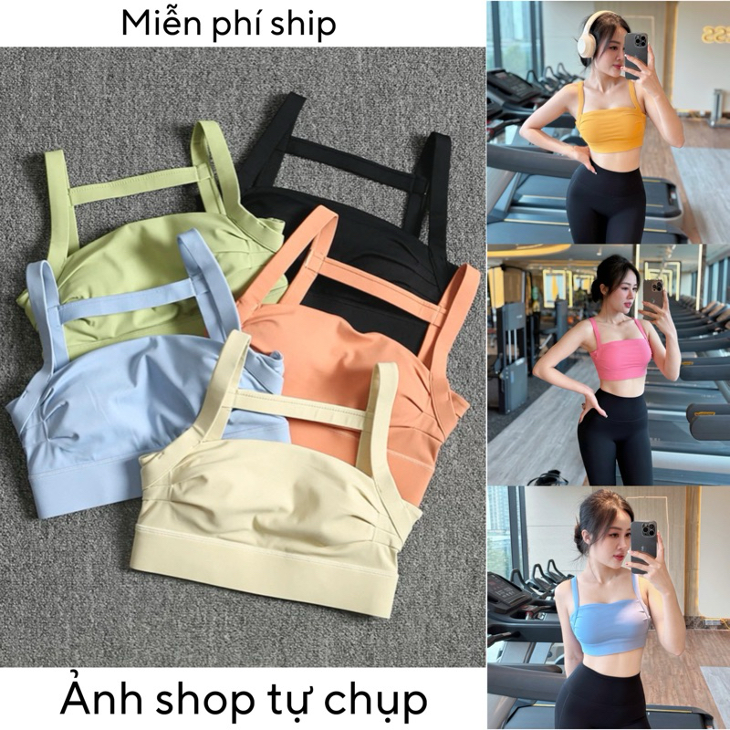 Áo Bra Tập Gym Yoga Earobic chất Lulu Lạnh lưng vuông tôn dáng, sexy quyến rũ, kèm sẵn đệm mút