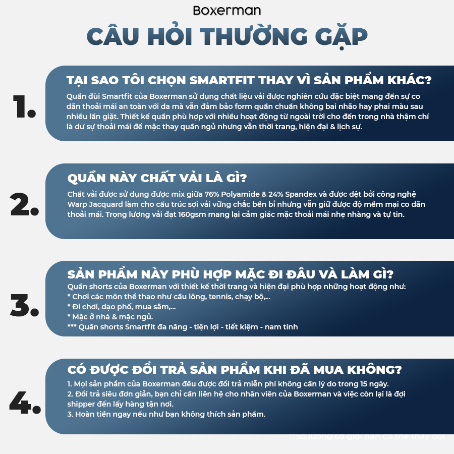 Combo 3 quần short nam Smartfit BOXERMAN vải polyamide mềm mịn thoáng mát, co giãn tốt, chuẩn form | BigBuy360 - bigbuy360.vn