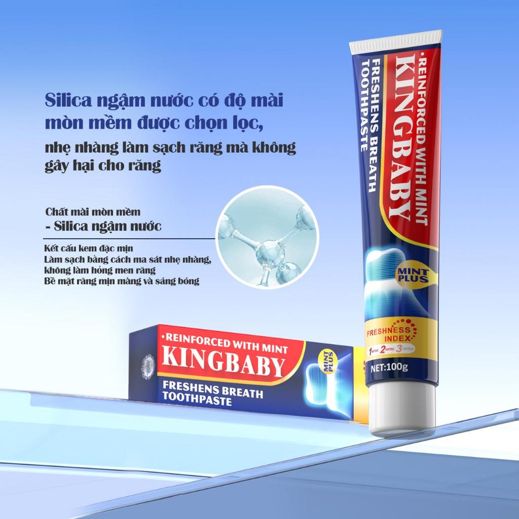 Ảnh [MUA 1 TẶNG 1] Kem Đánh Răng KINGBABY – Hơi Thở Thơm Mát, Trắng Răng – Vị Bạc Hà & Đào Mật Hoa Anh Đào Tuýp 100G 3