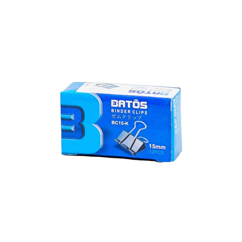 [1 hộp - có VAT] Kẹp bướm/ kẹp sắt đen , ghim cài tam giác Batôs 3 tùy chọn size 15/19/25/32/41/51mm