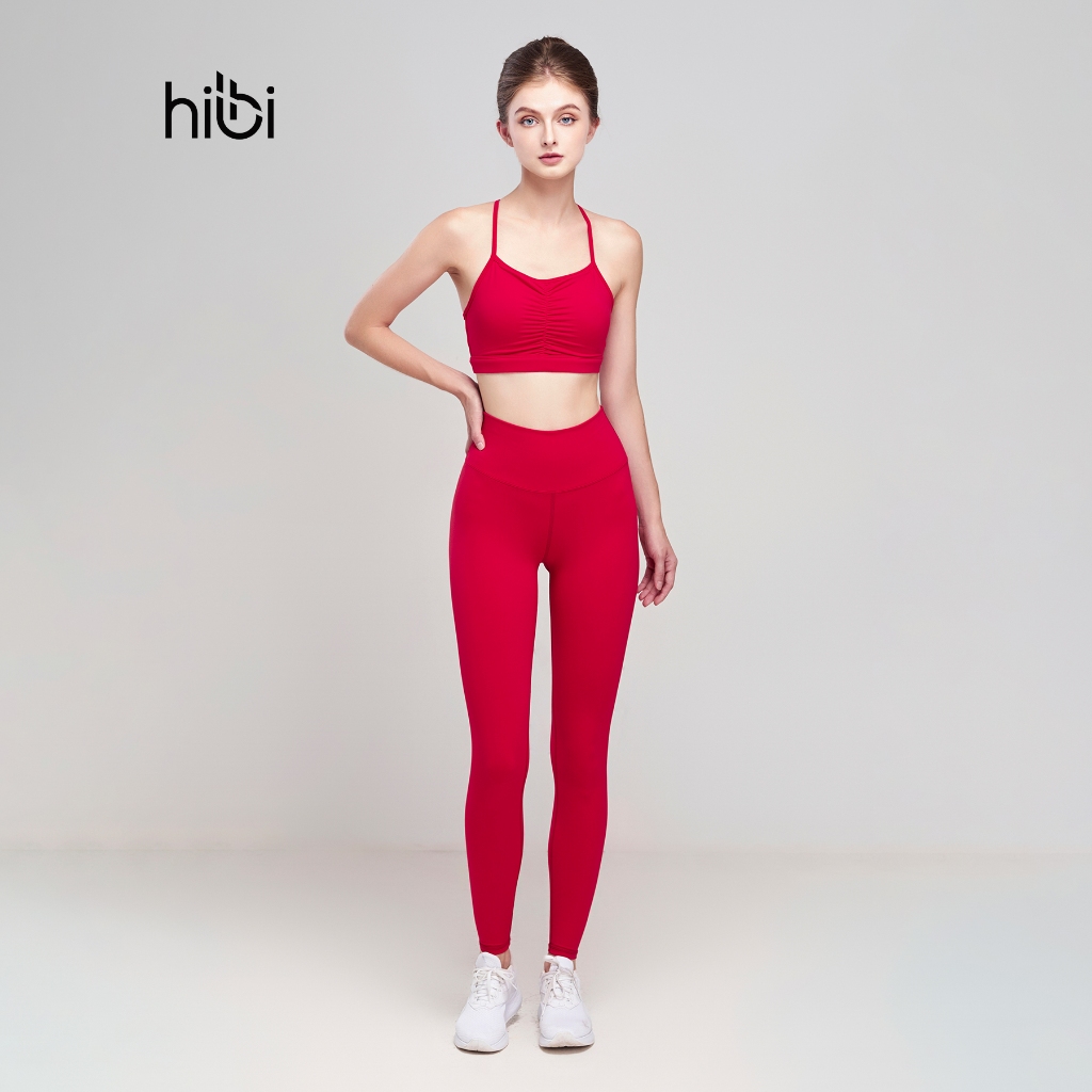 Ảnh Set Đồ Tập Yoga Gym Hibi Sports H160 Kiểu Áo 2 Dây Nhún Giữa, Kèm Mút Ngực 2