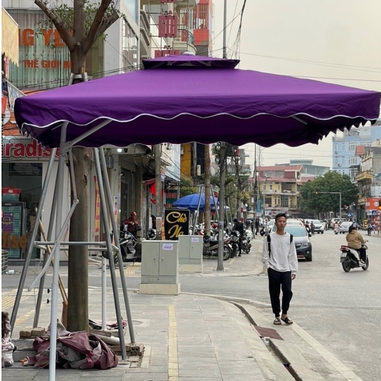 Ô Lệch Tâm 4 Nan 2,5x2,5m Che Ngoài Trời Cao Cấp, Nhập Khẩu Chính Hãng có in Logo thương hiệu bảo hành 6 tháng