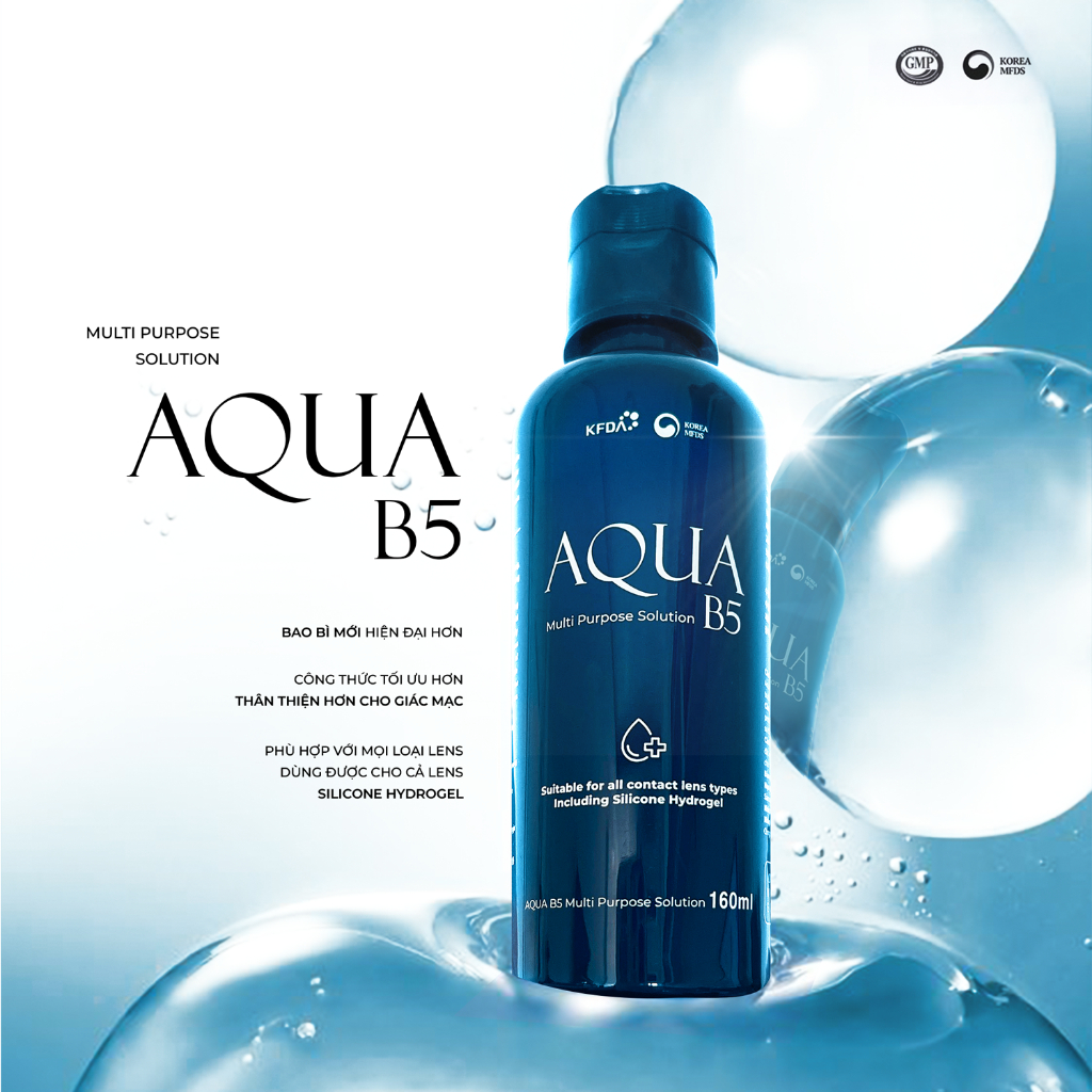 Ảnh Nước ngâm lens Aqua B5 dung tích 160ml & 360ml (Dung dịch bảo quản kính áp tròng | Nước ngâm kính áp tròng) 2
