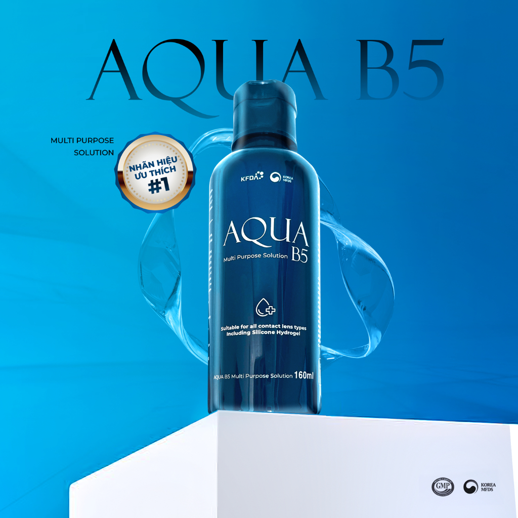 Ảnh Nước ngâm lens Aqua B5 dung tích 160ml & 360ml (Dung dịch bảo quản kính áp tròng | Nước ngâm kính áp tròng) 1