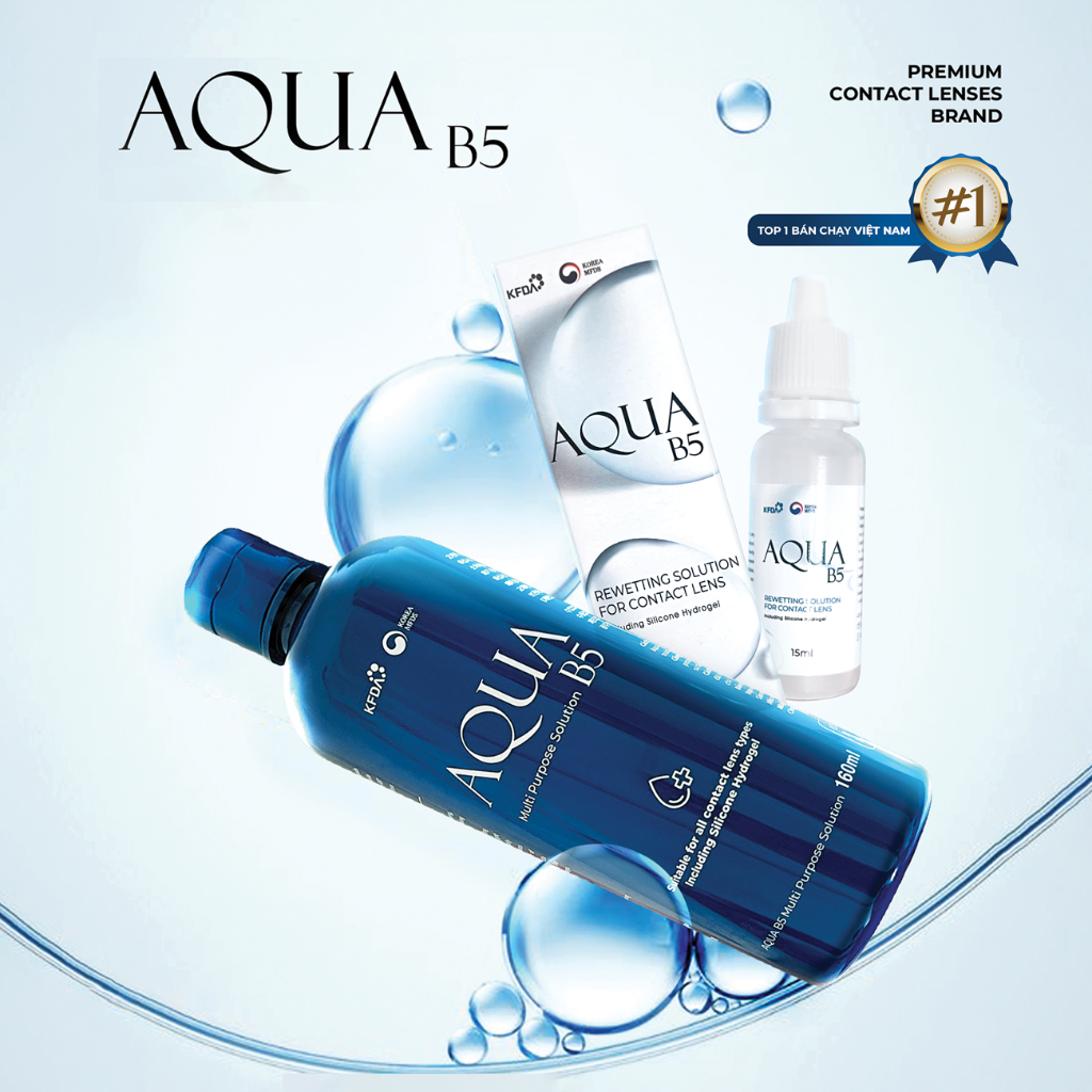 Ảnh COMBO Nước Ngâm Lens 160ml + Nhỏ Mắt Lens 15ml thương hiệu Aqua B5 (Nước ngâm & nhỏ mắt dành riêng cho kính áp tròng) 1