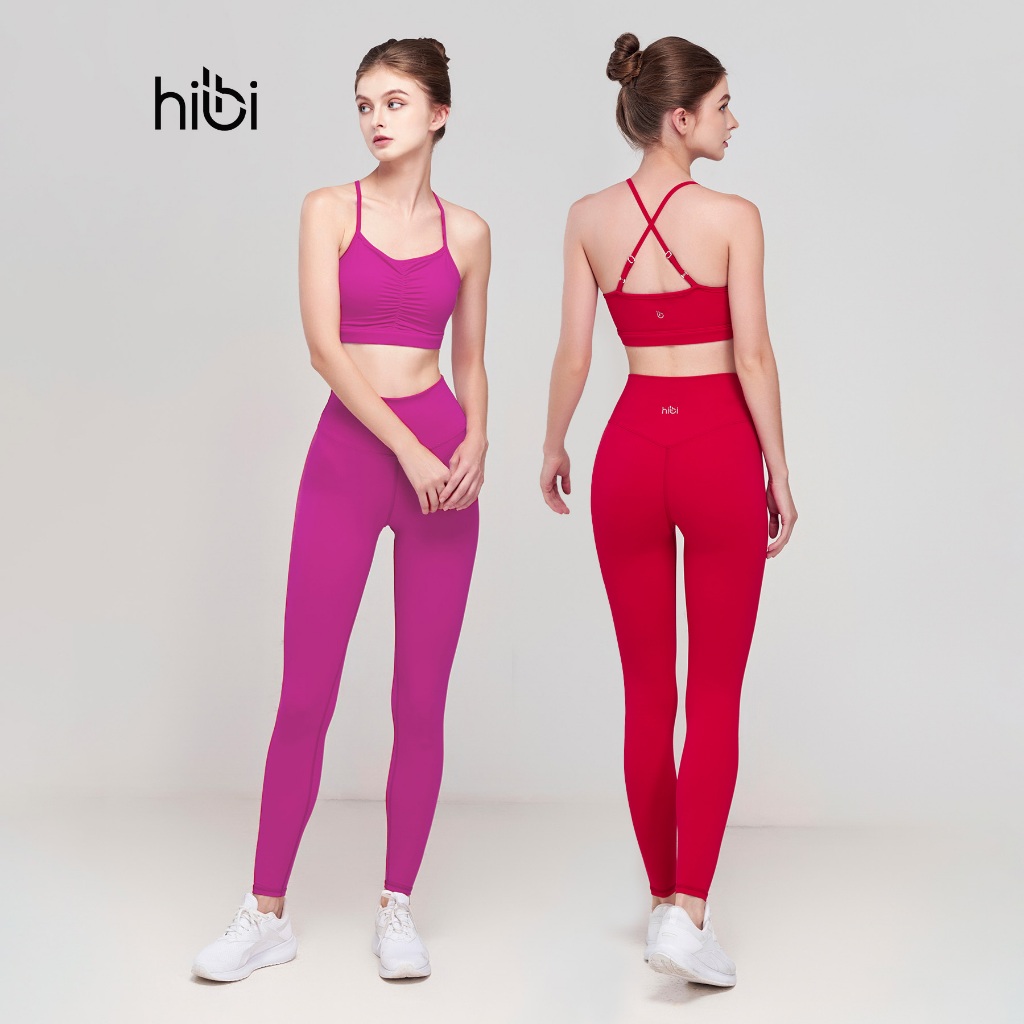 Ảnh Set Đồ Tập Yoga Gym Hibi Sports H160 Kiểu Áo 2 Dây Nhún Giữa, Kèm Mút Ngực 1
