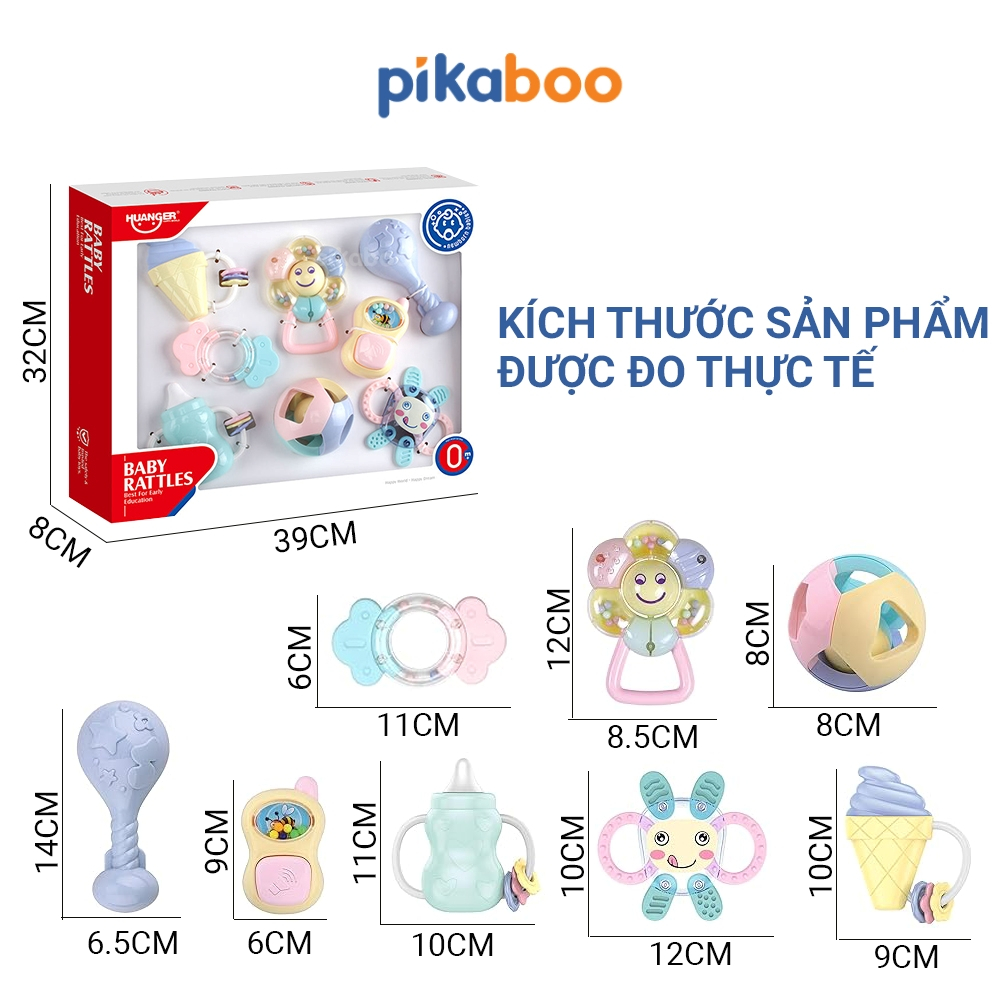 Ảnh Bộ xúc xắc gặm nướu cao cấp 8 món Pikaboo, xúc xắc kết hợp silicone mềm cao cấp an toàn cho bé 3