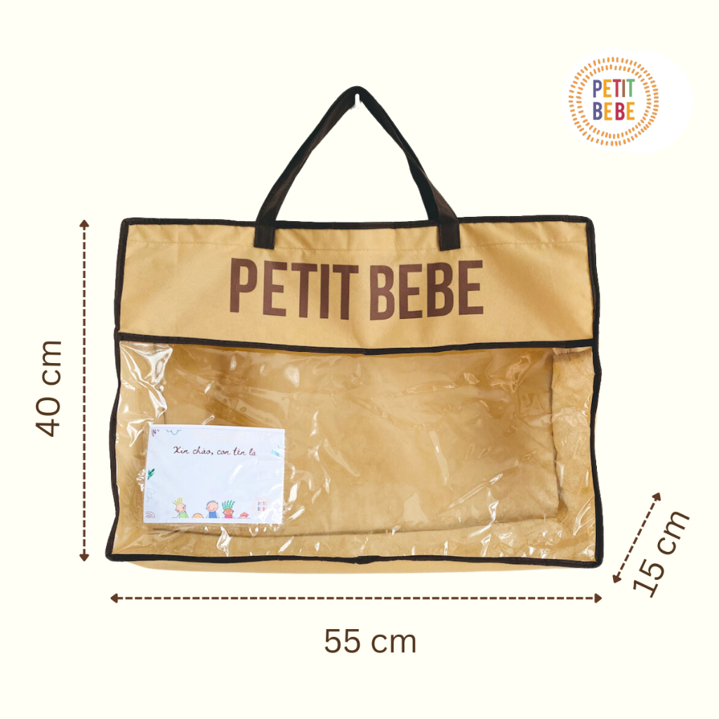 Ảnh Túi đựng chăn gối cho bé đi học kèm thẻ tên PETIT BEBE mẫu giáo tiểu học 55cm x 40cm x 15cm 2
