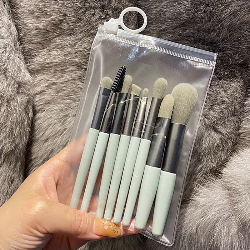 Set 8 Cọ Trang Điểm Lông mềm Siêu Mini Du Lịch Màu Macaron Dịu Dàng Dễ Mang Theo