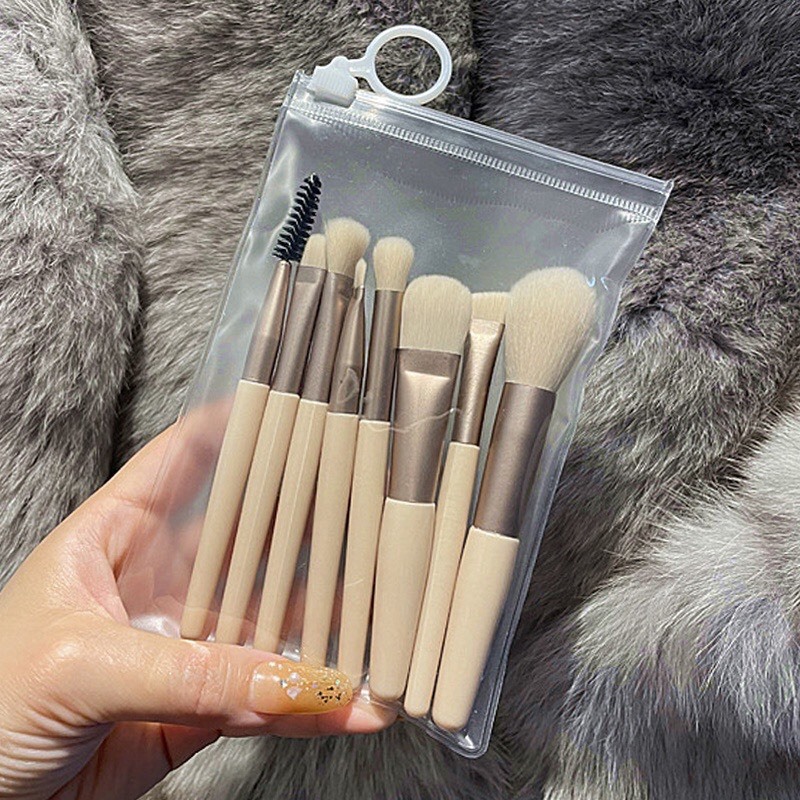 Set 8 Cọ Trang Điểm Lông mềm Siêu Mini Du Lịch Màu Macaron Dịu Dàng Dễ Mang Theo