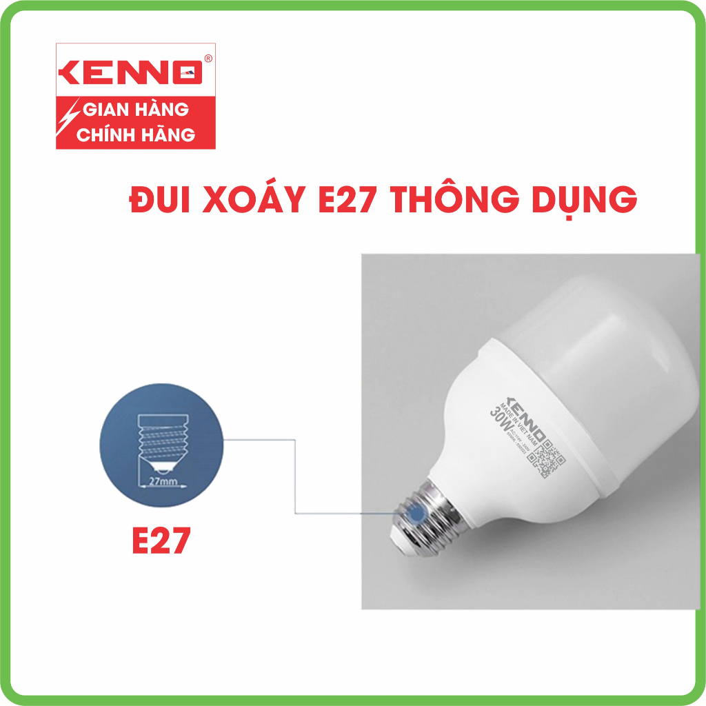 Đèn led bulb trụ nhôm kín nước Kenno tiết kiệm điện siêu sáng chống nước ngoài trời từ 15W đến 50W