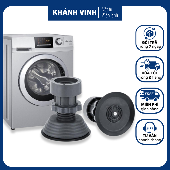 Combo 2 Bộ 4 chân đế chống rung chân đỡ đa năng máy giặt, tủ lạnh, chống rung lắc máy giặt có thể tăng giảm chiều cao