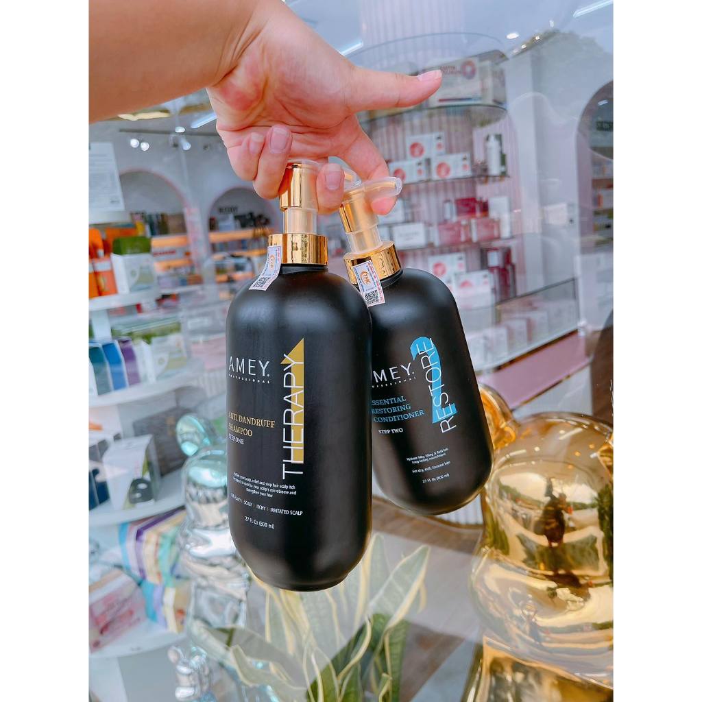 Cặp Dầu Gội Xả Amey Therapy Anti Dandruff 800ml | Sạch Da Đầu, Giúp Tóc Mềm Mượt & Làm Sạch Da Đầu