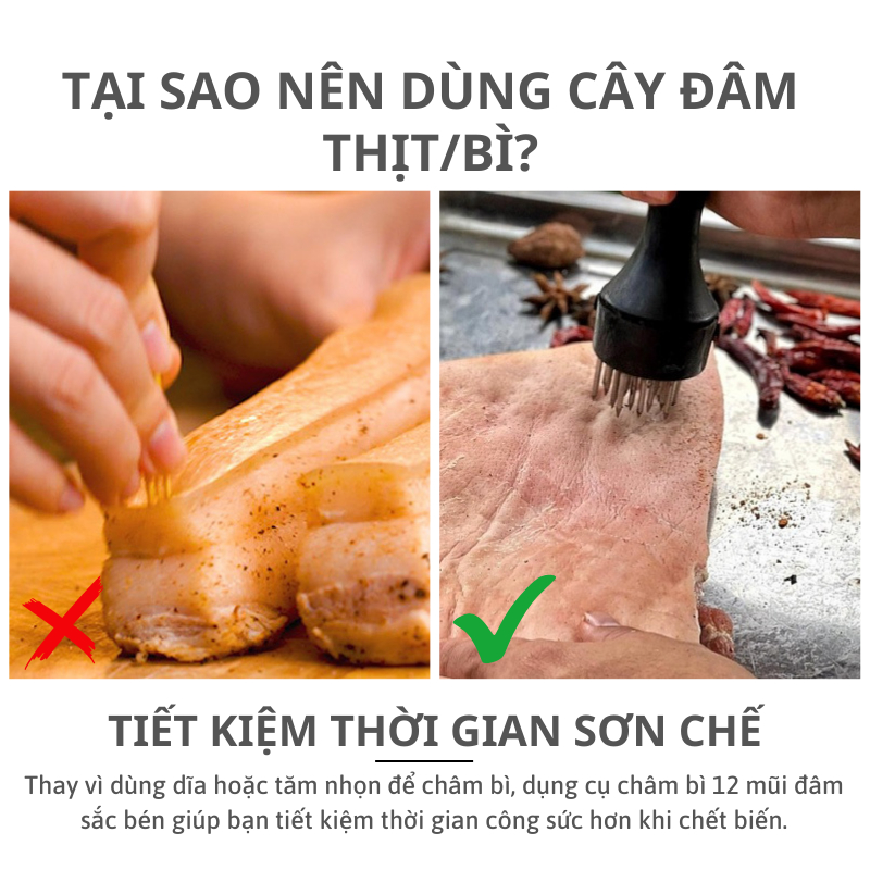 Dụng Cụ Châm Bì/Thịt Làm Mềm Thịt Làm Heo Quay Da Giòn, Bò Bít Tết KOOBEE (NB06)