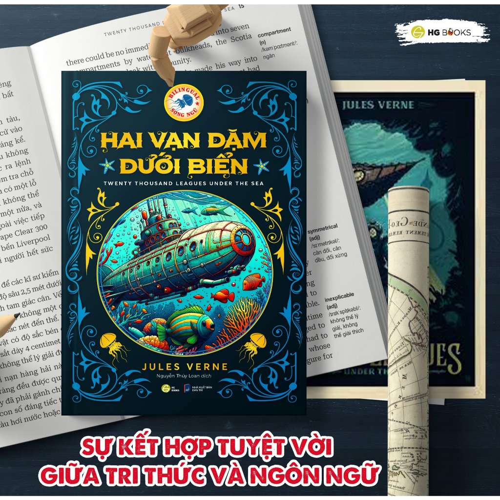 Ảnh Hai vạn dặm dưới biển - Sách song ngữ kinh điển, tặng kèm file nghe & note từ vựng - HG Books 3