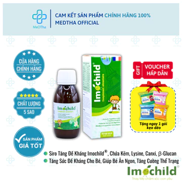 Siro Imochild Tăng Sức Đề Kháng Cho Bé - Giúp Bé Ăn Ngon, Ngủ Ngon, Bổ Sung Kẽm, Vitamin, Acid Amin (Lọ 125ml)