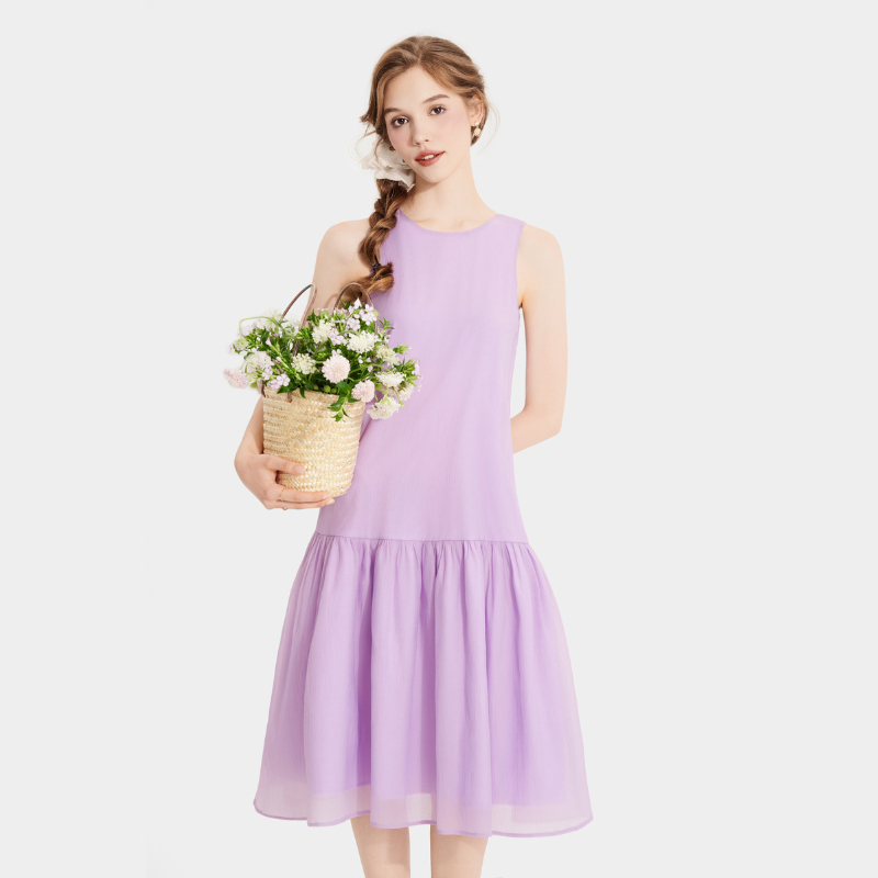 Ảnh Đầm Kiểu Nữ MARC FASHION Form Suông Sát Nách Thắt Nơ Lưng - CBLH073023 4
