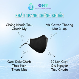 Khẩu Trang 5D Vải Cotton chống khuẩn, chống tia uv. tiêu chuẩn USA, quai đeo điều chỉnh tùy ý