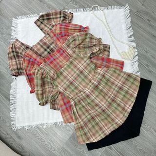 Set đồ bộ bigsize áo babydoll tay ngắn phồng vintage kèm quần đùi ống rộng dáng chữ A dễ thương SET67