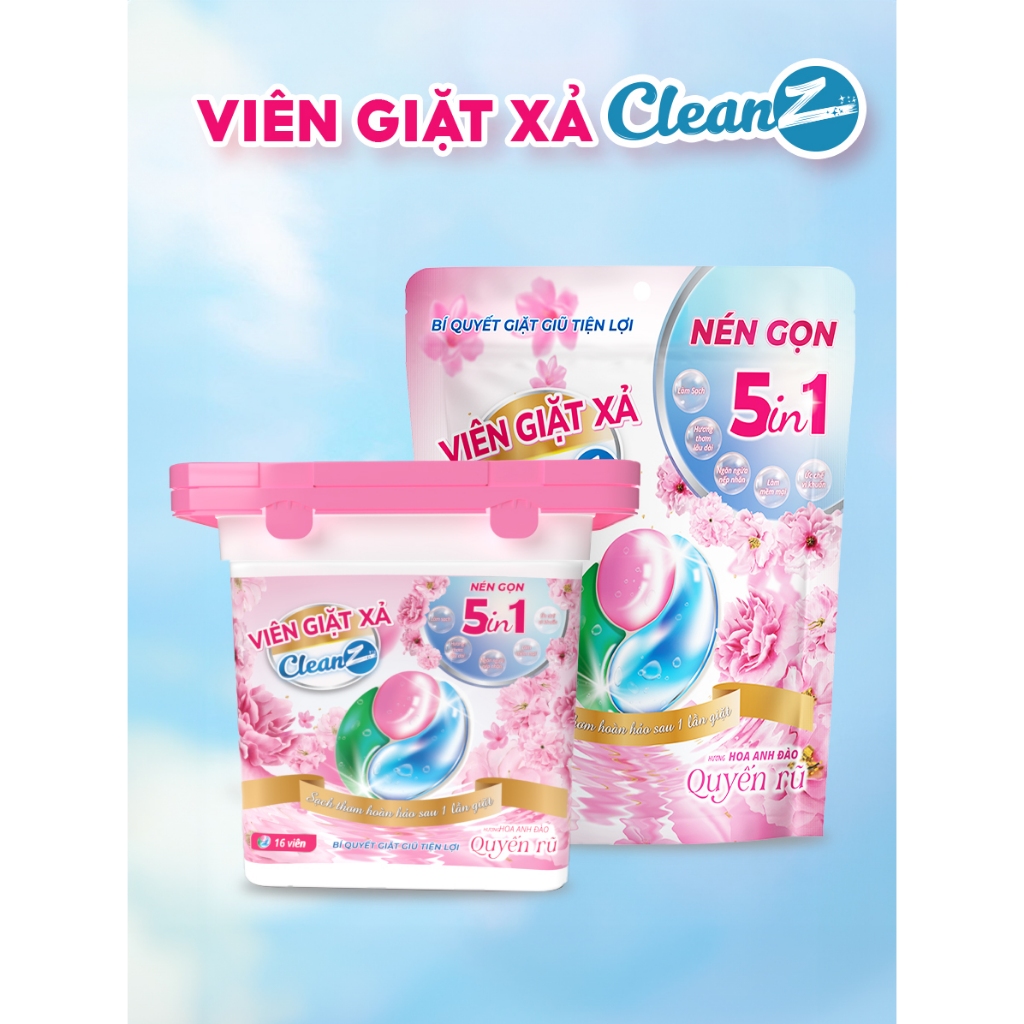 Viên giặt thơm CleanZ giặt sạch diệt khuẩn tiện lợi 5 trong 1(16 viên ...