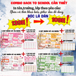 Combo siêu rẻ Nhãn vở sticker Tkb in tên theo yêu cầu cute đẹp nhất 2025