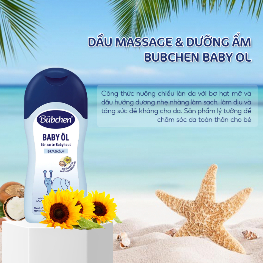 Dầu Massage Cho Bé BUBCHEN Baby Oil Dưỡng Ẩm Tăng Sức Đề Kháng Cho Da 200ml Bubchen Official Store