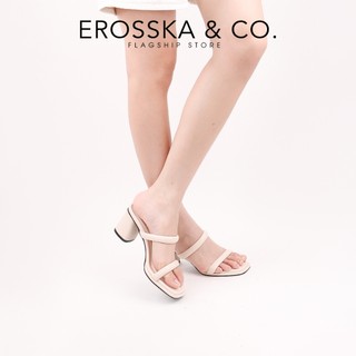 Erosska - Giày cao gót mũi vuông quai ngang kiểu dáng đơn giản cao 7cm màu nude - EM115