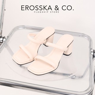 Erosska - Giày cao gót mũi vuông quai ngang kiểu dáng đơn giản cao 7cm màu nude - EM115