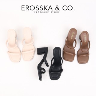 Erosska - Giày cao gót mũi vuông quai ngang kiểu dáng đơn giản cao 7cm màu nude - EM115
