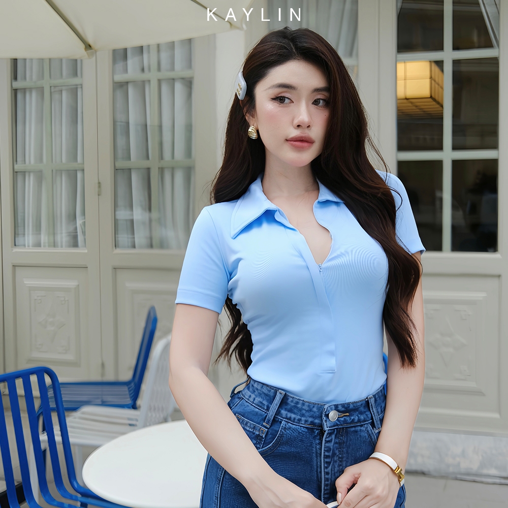 Ảnh Áo thun KAYLIN form polo phối khóa kéo chất vải thun co giản phong cách thanh lịch thời trang - N2220 3