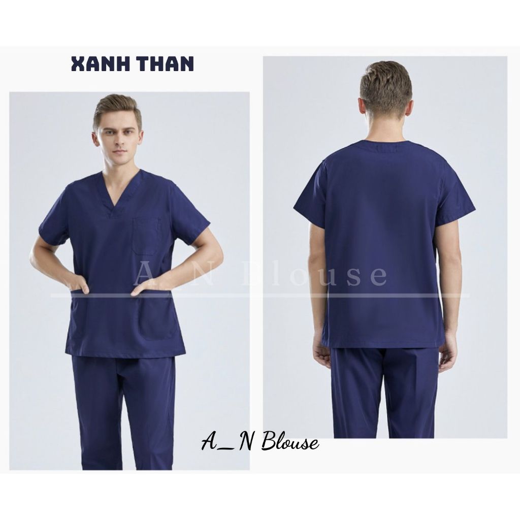 Bộ dược sĩ, bộ điều dưỡng XANH THAN - Bộ phòng mổ, Bộ spa dành cho nam nữ vải Lon Nhật