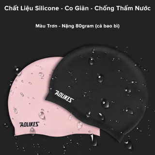 Mũ Bơi, Nón Bơi Aolikes Người Lớn Nam Nữ Che Tai Silicon Chống Nước