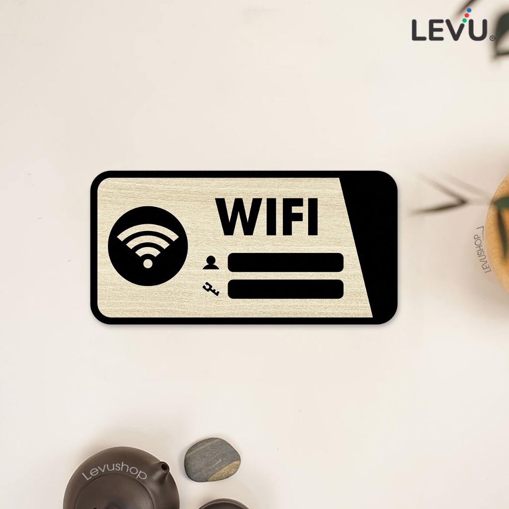 Bảng gỗ khắc tên thông tin wifi TW03 10x20cm mẫu mới trang trí quán cà phê