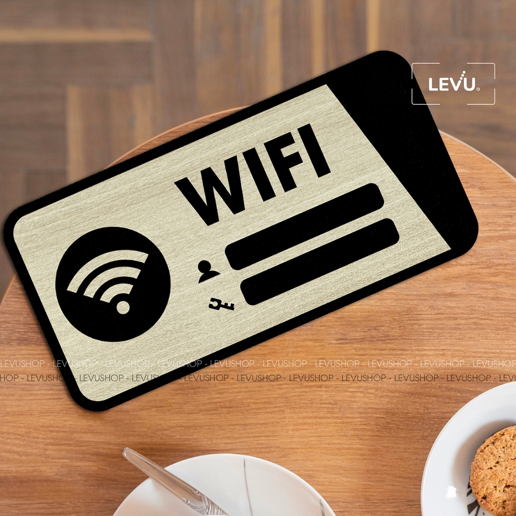 Bảng gỗ khắc tên thông tin wifi TW03 10x20cm mẫu mới trang trí quán cà phê