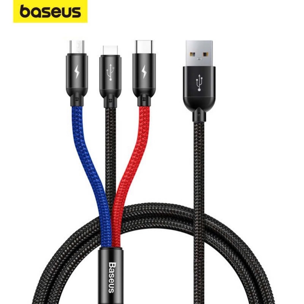 Dây sạc 3 đầu Baseus – Cáp 3 trong 1 dùng cho các dòng điện thoại 3in1