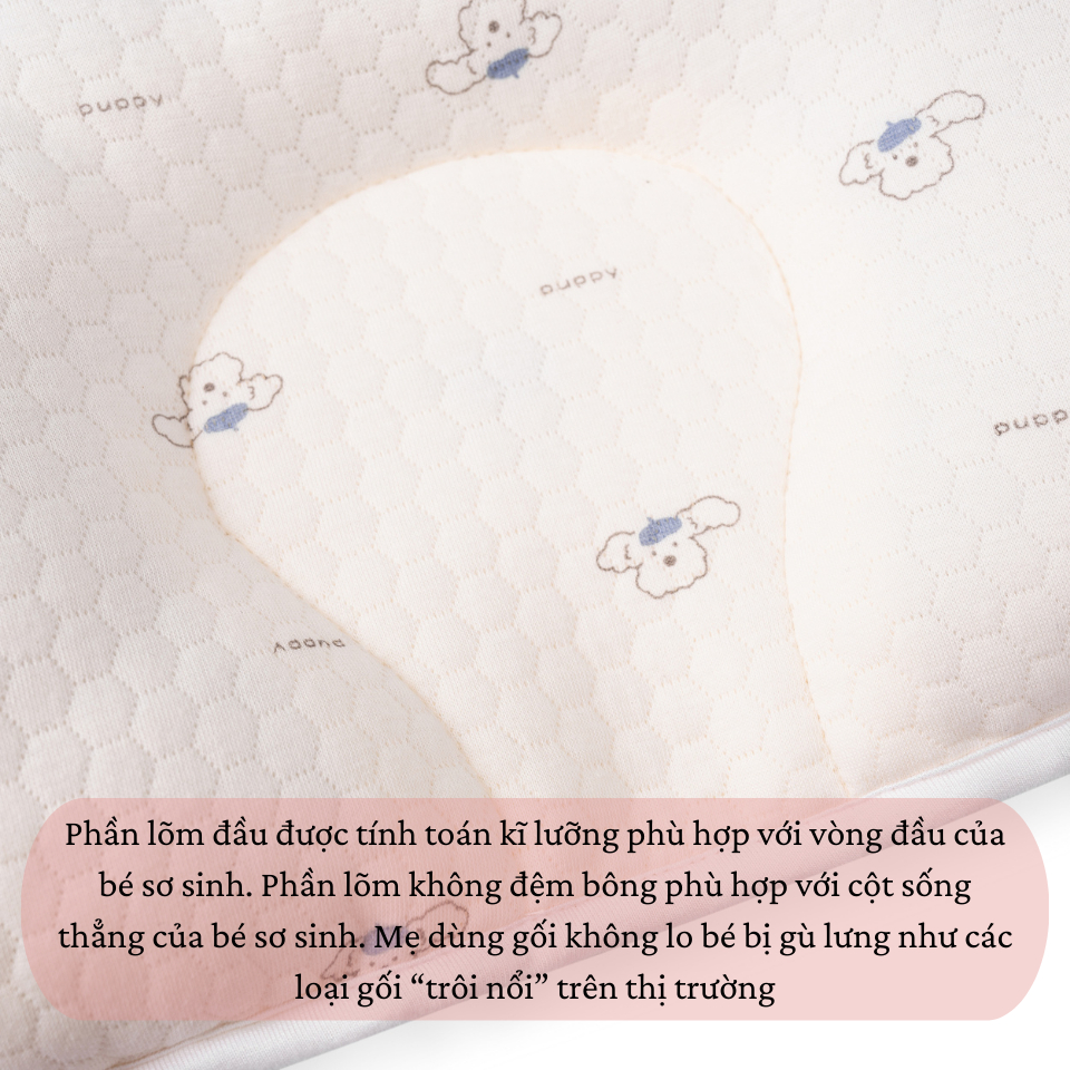 Gối lõm sơ sinh chống méo đầu Unbee chất liệu Bamboo chần bông mềm mại kết hợp lưới thở Air Mesh