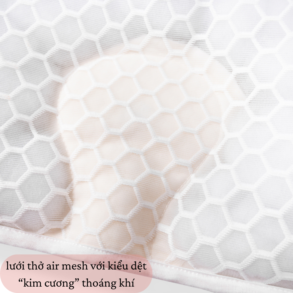 Gối lõm sơ sinh chống méo đầu Unbee chất liệu Bamboo chần bông mềm mại kết hợp lưới thở Air Mesh