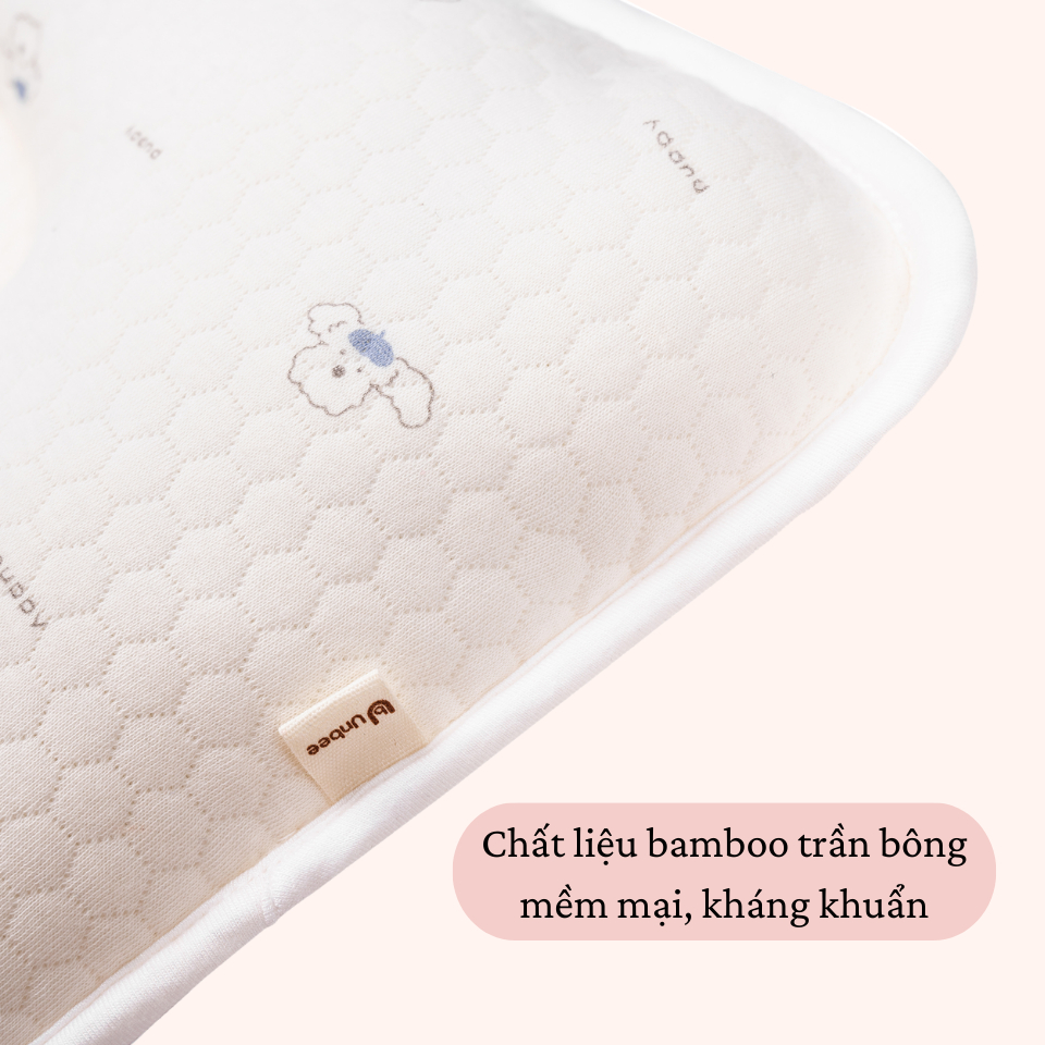 Gối lõm sơ sinh chống méo đầu Unbee chất liệu Bamboo chần bông mềm mại kết hợp lưới thở Air Mesh